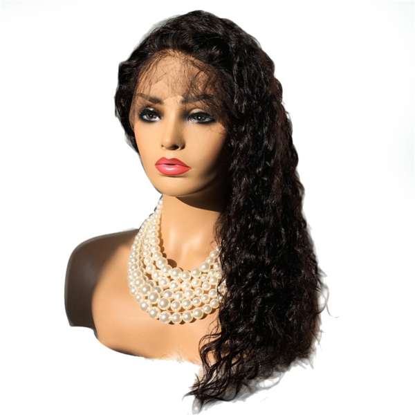 curly human hair wig model